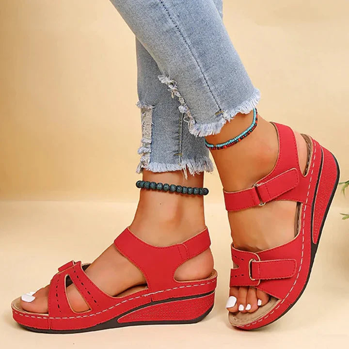 Sandali Zeppa Ortopedici da Donna con Cinturino Regolabile, Punta Aperta, Supporto dell'Arco Plantare, Scarpe Estive Casual – Alfreda
