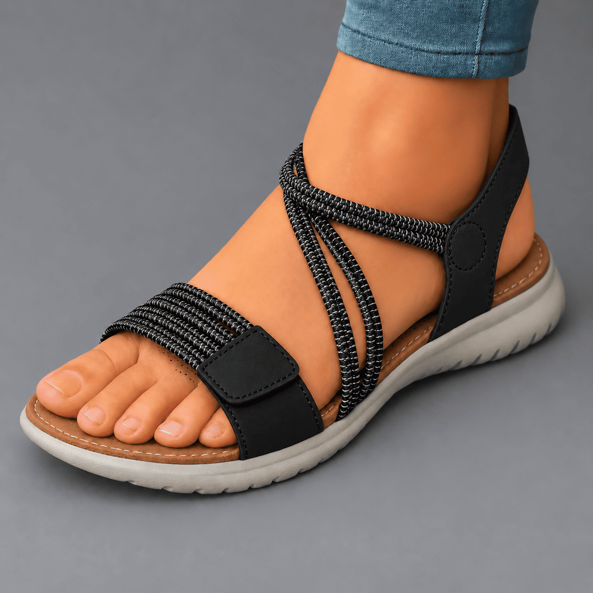 Lichte Dames Sandalen met Gekruiste Elastische Bandjes Open Teen Casual Zomer