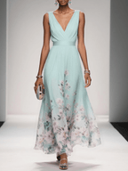 Robe Longue de Mariage Florale pour Femme Invité Fluide Féminine Romantique Élégante