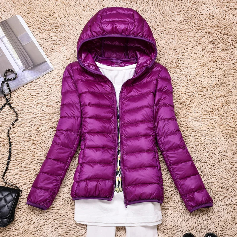 Doudoune Légère Femme à Capuche Pliable Coupe Ajustée Hiver - Hiverline
