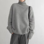 Pull Col Roulé en Cachemire pour Femmes Doux Confortable Coupe Relaxée Chaud Décontracté Élégant Hiver – Beige