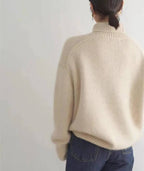 Pull Col Roulé en Cachemire pour Femmes Doux Confortable Coupe Relaxée Chaud Décontracté Élégant Hiver – Beige