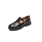 Mary Janes donna in pelle premium con cinturino classico, suola imbottita antiscivolo, elegante casual per ufficio e uso quotidiano – Marrone Cognac