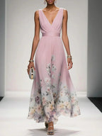 Robe Longue de Mariage Florale pour Femme Invité Fluide Féminine Romantique Élégante