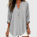 Chemise de Plage Élégante et Fluide pour Femmes à Col en V à Manches Longues, Coupe Décontractée, Casual Été – Lenara
