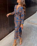 Robe Longue Formelle A-Ligne pour Femme Invité de Mariage Imprimée Élégante Cérémonie