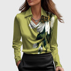 Blouse Élégante en Satin pour Femme Col Drapé à Manches Longues Brillance Luxe Coupe Fluide Chic Décontracté – Brooklyn