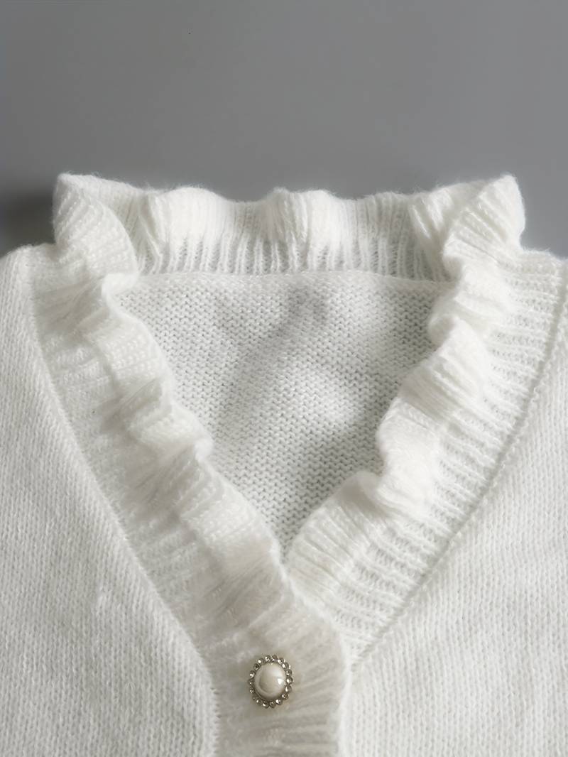Blouse à volants pour femmes avec boutons décoratifs décolleté fluide féminine élégante décontractée chic – Darcey