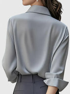 Haut élégant à col boutonné pour femmes à manches longues, coupe décontractée, polyvalent et chic – Melvaya