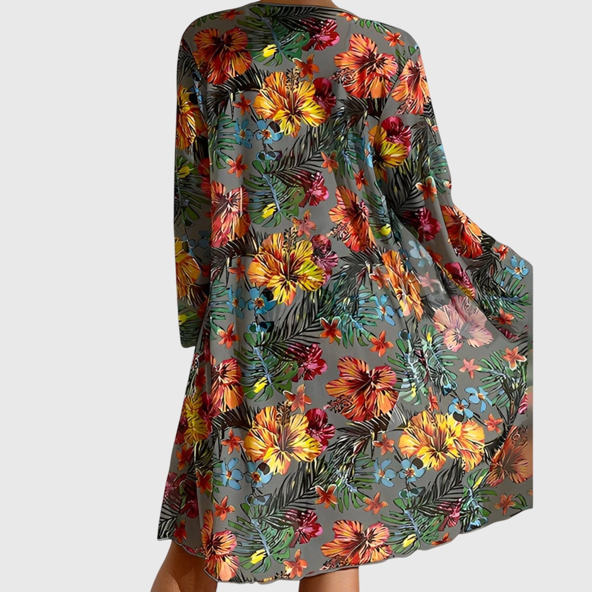 Ensemble Bikini 3 Pièces à Imprimé Tropical Femme Haut Noué Bas Taille Haute Kimono Plage - Hiverline