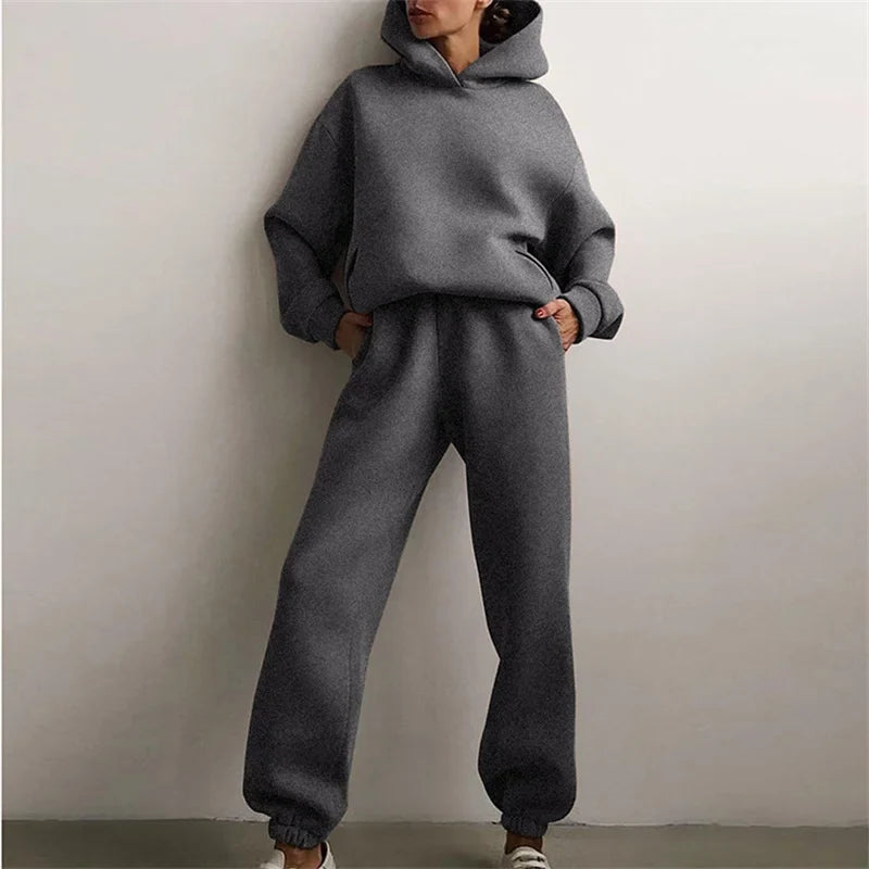 Ensemble Jogging Femme – Sweat à Capuche Oversize et Pantalon Ample - Hiverline