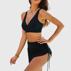 Ensemble Maillot de Bain Femme Bikini Taille Haute Jupe Filet Plage Vacances - Hiverline
