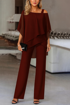 Ensemble Pantalon Soirée Femme | Haut Cape Épaules Dénudées Cocktail Formel - Hiverline