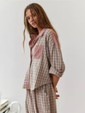 Ensemble Pyjama Femme Chemise Manches Longues Pantalon Large Loungewear Détente - Hiverline