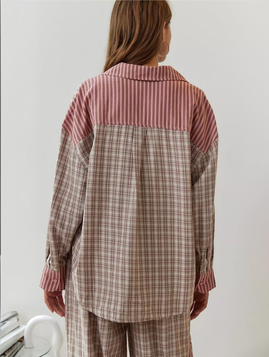 Ensemble Pyjama Femme Chemise Manches Longues Pantalon Large Loungewear Détente - Hiverline