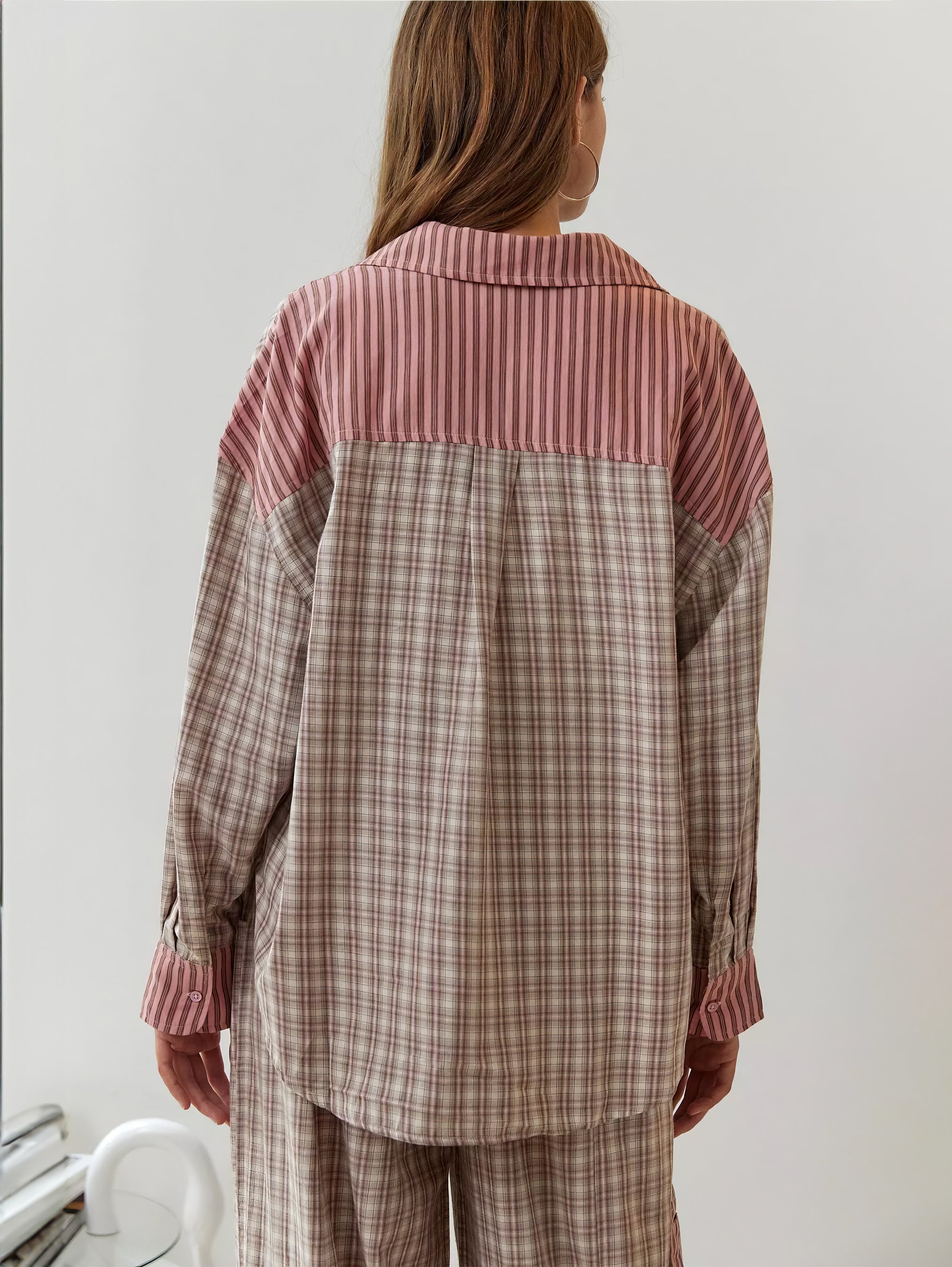 Ensemble Pyjama Femme Chemise Manches Longues Pantalon Large Loungewear Détente - Hiverline