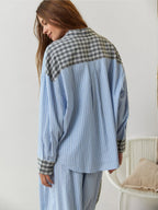 Ensemble Pyjama Femme Chemise Manches Longues Pantalon Large Loungewear Détente - Hiverline