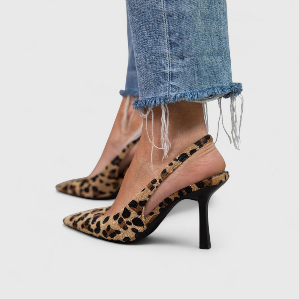 Escarpins Femme Imprimé Léopard Slingback Talon Aiguille Soirée Cocktail - Hiverline