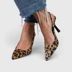 Escarpins Femme Imprimé Léopard Slingback Talon Aiguille Soirée Cocktail - Hiverline