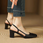 Escarpins Femme Slingback à Talon Carré et Bout Rond - Hiverline