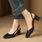 Escarpins Femme Slingback à Talon Carré et Bout Rond - Hiverline