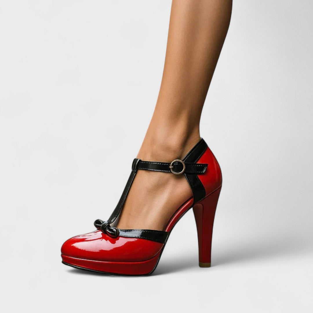 Escarpins Femme Talon Aiguille T-Bar Semelle Plateforme Soirée Bureau Habillé - Hiverline