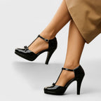 Escarpins Femme Talon Aiguille T-Bar Semelle Plateforme Soirée Bureau Habillé - Hiverline