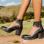 Blockabsatzschuhe im eleganten und bequemen Stil mit Knöchelriemen für Damen – Zina