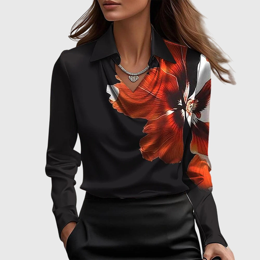 Blouse Élégante en Satin pour Femme Col Drapé à Manches Longues Brillance Luxe Coupe Fluide Chic Décontracté – Brooklyn