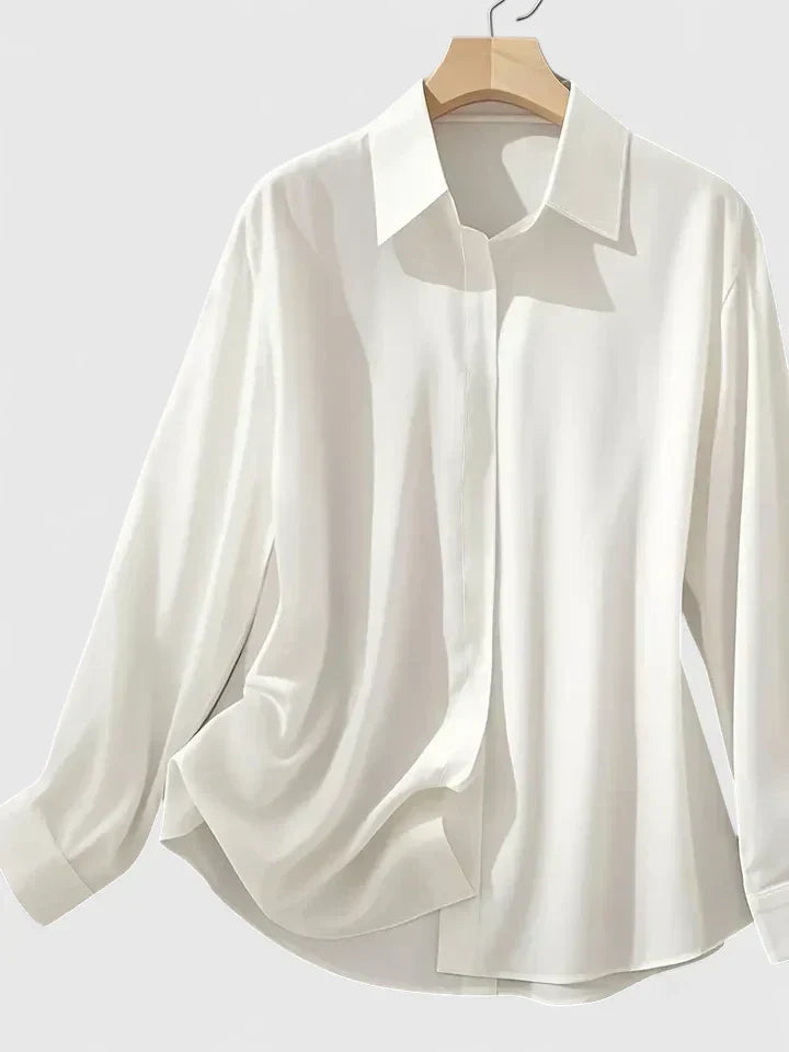 Haut élégant à col boutonné pour femmes à manches longues, coupe décontractée, polyvalent et chic – Melvaya