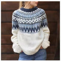 Manteau d'hiver pour femmes Pull en tricot à motif nordique Coupe décontractée Confortable – Dana