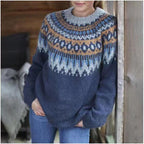 Manteau d'hiver pour femmes Pull en tricot à motif nordique Coupe décontractée Confortable – Dana
