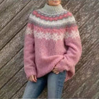 Manteau d'hiver pour femmes Pull en tricot à motif nordique Coupe décontractée Confortable – Dana