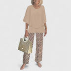 Completo sofisticato donna in due pezzi, blusa casual, pantalone largo elegante quotidiano – Martha