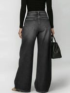 Jeans Damen Hohe Taille Weite Hose Freizeit Mode Alltag Streetwear Reißverschluss Denim – Riviera