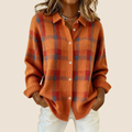 Femme Cardigan à Carreaux Rétro Tricoté Col Chemise Boutons Automne Hiver - Hiverline