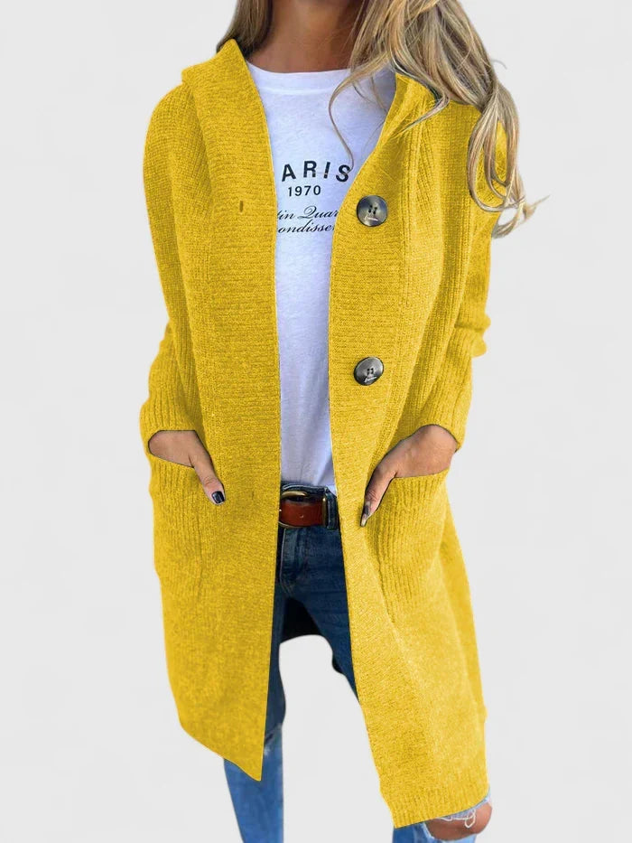 Femme Cardigan Long à Boutons Coupe Ample Poches Avant Tricot Casual Hiver - Hiverline