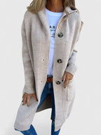 Femme Cardigan Long à Boutons Coupe Ample Poches Avant Tricot Casual Hiver - Hiverline