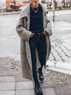 Femme Cardigan Long Surdimensionné Maille Côtelée Grosse Tricot Automne Hiver - Hiverline
