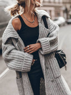 Femme Cardigan Long Surdimensionné Maille Côtelée Grosse Tricot Automne Hiver - Hiverline