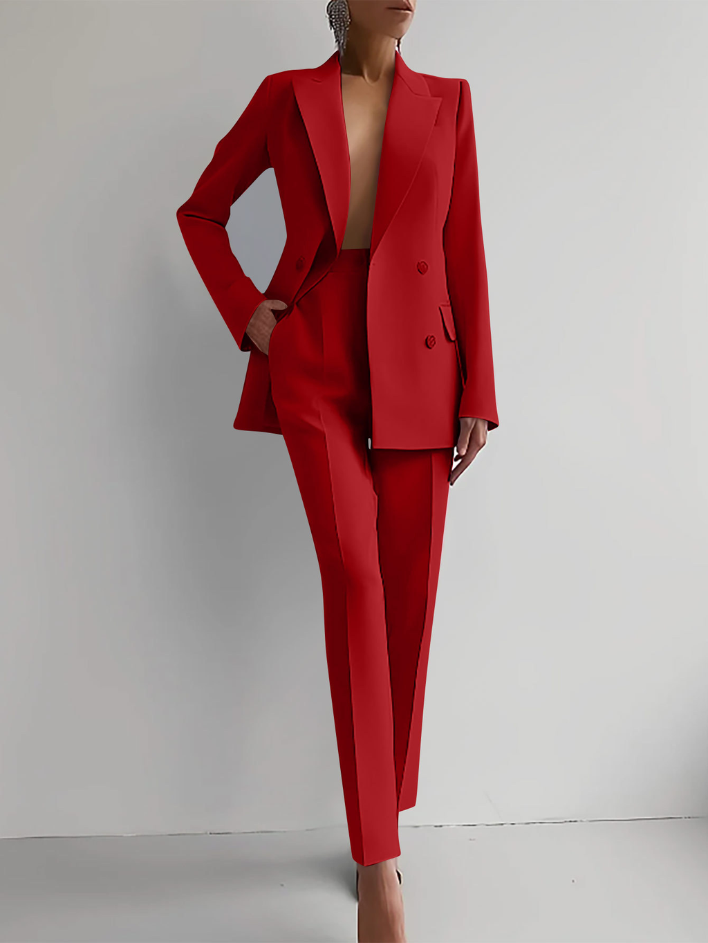 Femme Costume Blazer Pantalon Tailleur Invitée Mariage Soirée Formelle - Hiverline