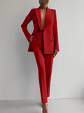 Femme Costume Blazer Pantalon Tailleur Invitée Mariage Soirée Formelle - Hiverline