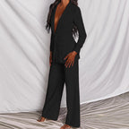 Femme Ensemble Blazer Pantalon Taille Haute Large Bureau Tenue Professionnelle - Hiverline