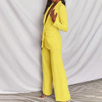 Femme Ensemble Blazer Pantalon Taille Haute Large Bureau Tenue Professionnelle - Hiverline