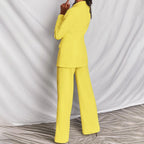 Femme Ensemble Blazer Pantalon Taille Haute Large Bureau Tenue Professionnelle - Hiverline