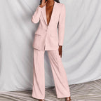 Femme Ensemble Blazer Pantalon Taille Haute Large Bureau Tenue Professionnelle - Hiverline