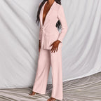 Femme Ensemble Blazer Pantalon Taille Haute Large Bureau Tenue Professionnelle - Hiverline