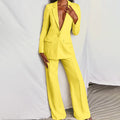 Femme Ensemble Blazer Pantalon Taille Haute Large Bureau Tenue Professionnelle - Hiverline