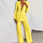 Femme Ensemble Blazer Pantalon Taille Haute Large Bureau Tenue Professionnelle - Hiverline