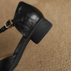 Femme Mary Janes Bride en T Tressée Plates Rétro Casual Bureau - Hiverline